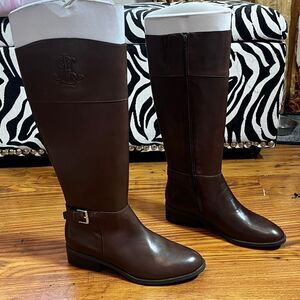 Lauren Ralph Lauren Woman’s Brown Riding Equestrian Style Monogram Boot